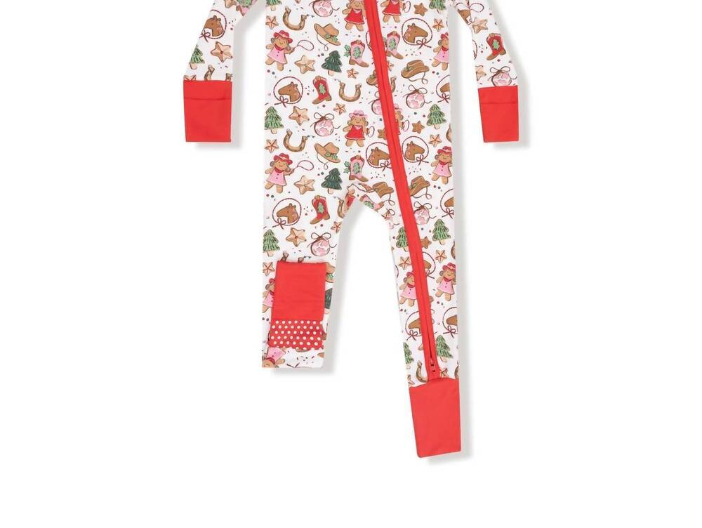 NEW ANGEL DEAR kids cowgirl christmas bamboo 2 way zipper ruffle back footie in